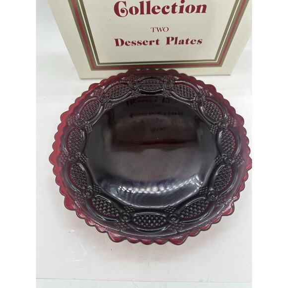 Avon Cape Cod Ruby Red Dessert Plates Set of 2 New With Box - Picture 2 of 4